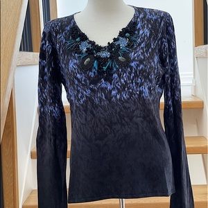 “Blingy” V neck Sweater by Metric NY